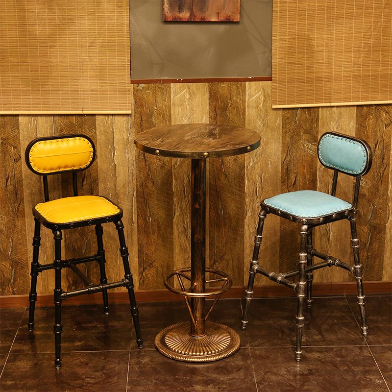 Industrial 1/2/3 Pieces Solid Wood Bar Table Set Round Bistro Set for Home Use
