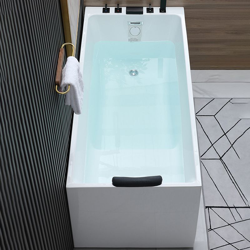 Acrylic Soaking Tub with Left Drain in White Rectangle Freestanding Bathtub