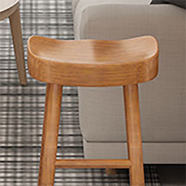 Industrial Counter High Stool Solid Wood Backless Bar Stool with 4 Legs