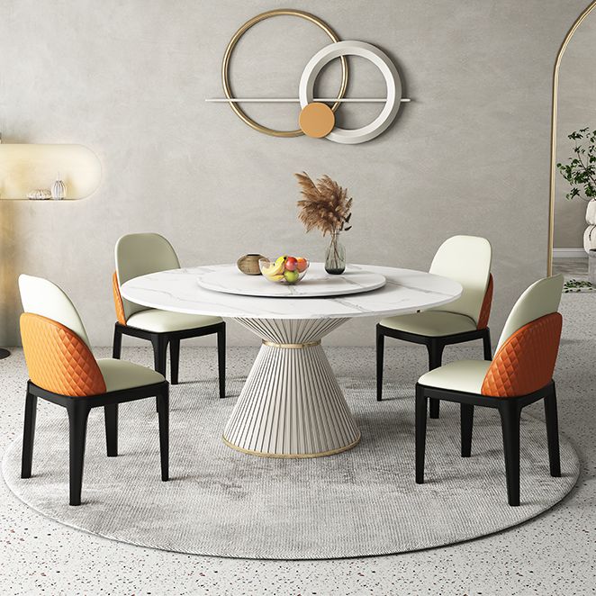 Nordic Round Sintered Stone Dining Table for 4/6 with Pedestal Base Dining Set for Restaurant