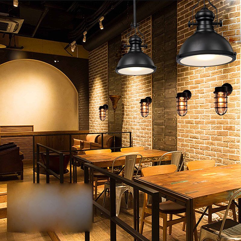 Linterna enjaulada estilo de pared de estilo industrial vidrio transparente 1 luces de montaje en pared al aire libre