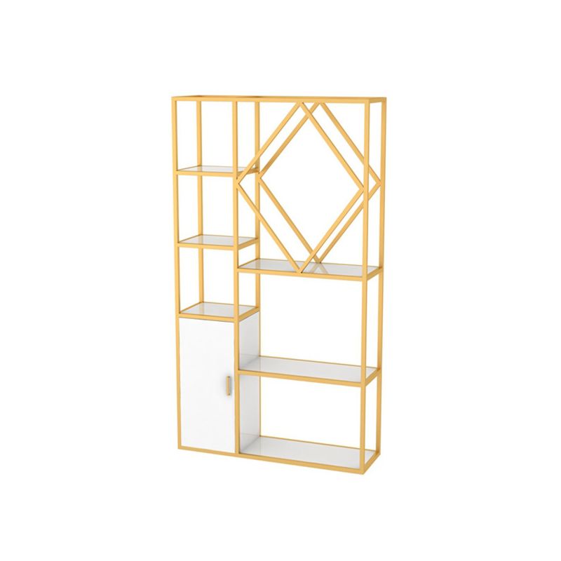 Modern Bookcase Gold Metal Open Back Shelf Bookcase with Shelves for Living Room