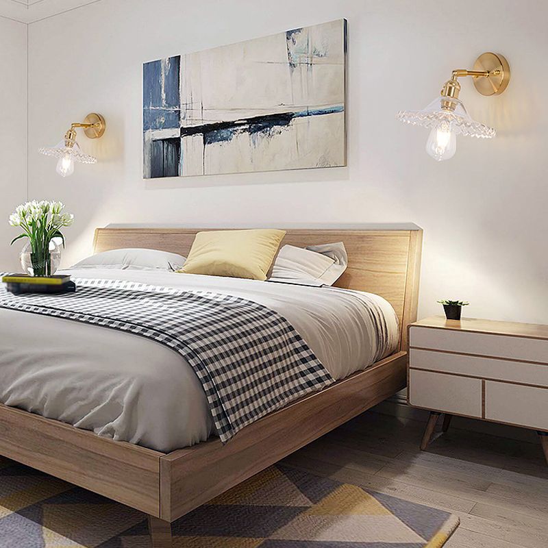 Living Room Metal Wall Sconce Modern 1 Head Glass Wall Mounted Light Fixture