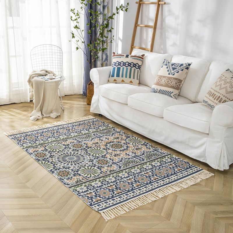 Retro Carpet Ameicana Pattern Cotton Blend Rug Fringe Design Carpet for Home Decor