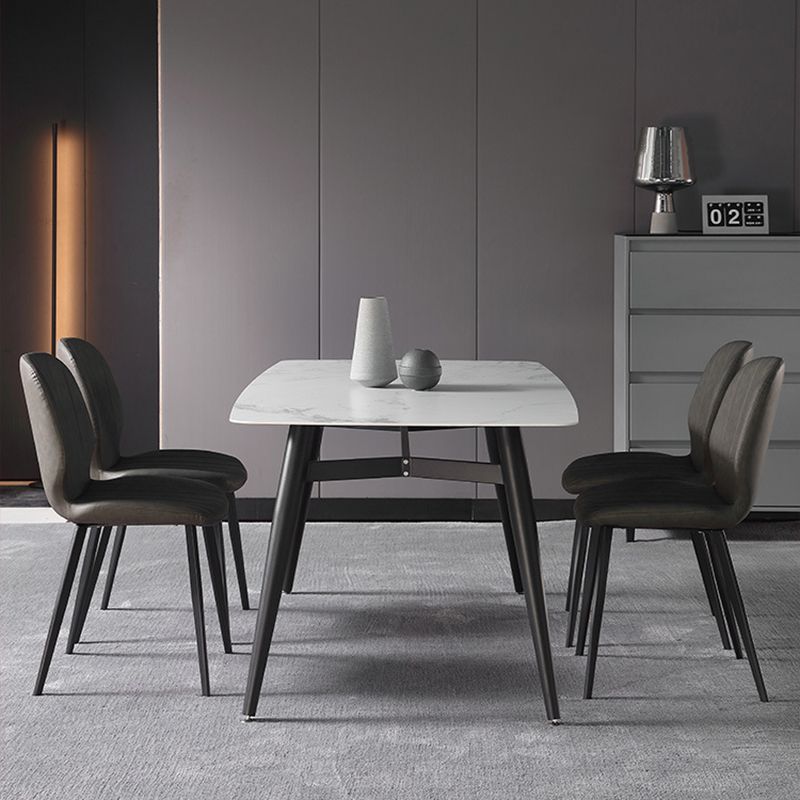 Nordic Metal Side Chair Wingback Armless Chair with Black Legs