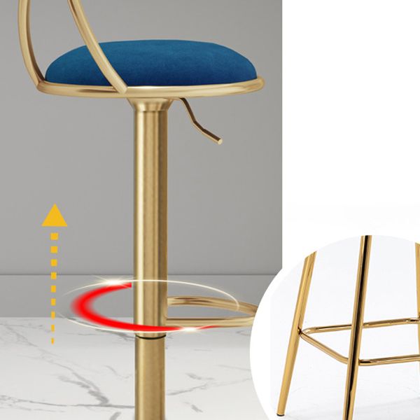 Glam Adjustable Swivel Barstool Matte Finish Velvet Home Stool