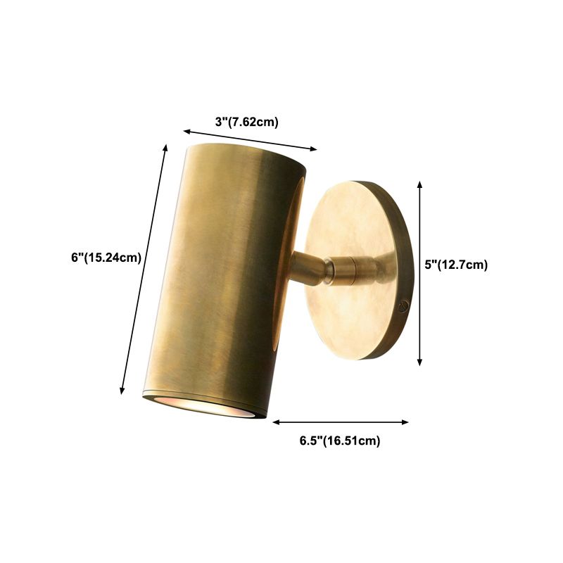 Half Cylinder Shade Metal Wall Sconce Modern Style 1 Light Wall Mounted Light in Brass
