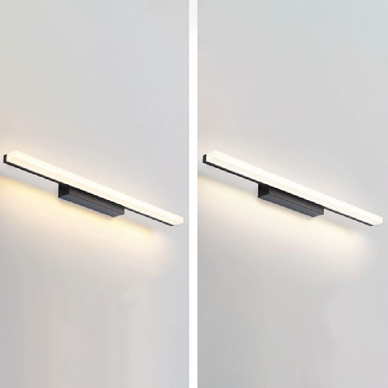 Metal Linear Wall Sconce Modern Single Light Mirror Wall Mount Light Fixture in Black