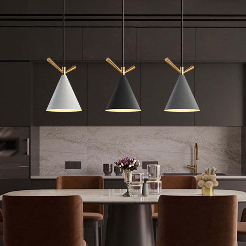Modern Cone Shade Island Pendant Light 3-Light Ceiling Light with Metal Shade