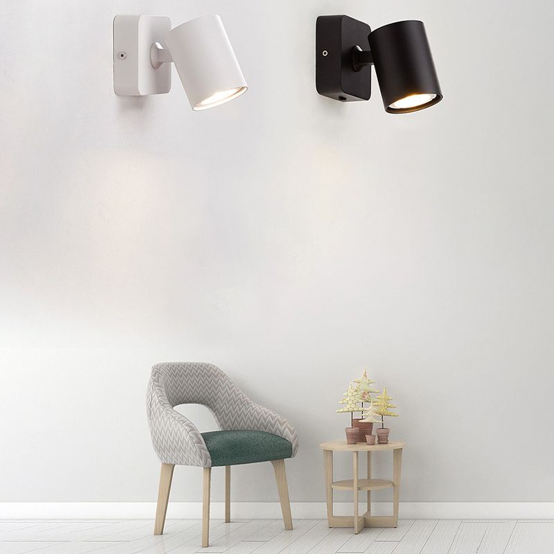 Modern Simple Aluminum Wall Light Rotatable Cylinder Shape Wall Lamp for Living Room