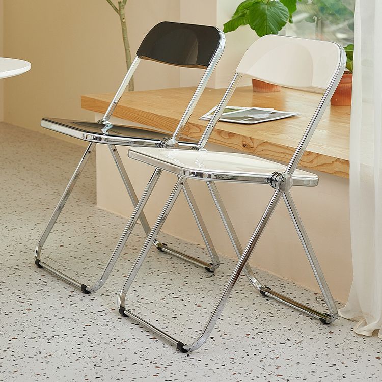 Sillas de comedor sin brazos plegables con respaldo abierto, silla lateral con patas de metal