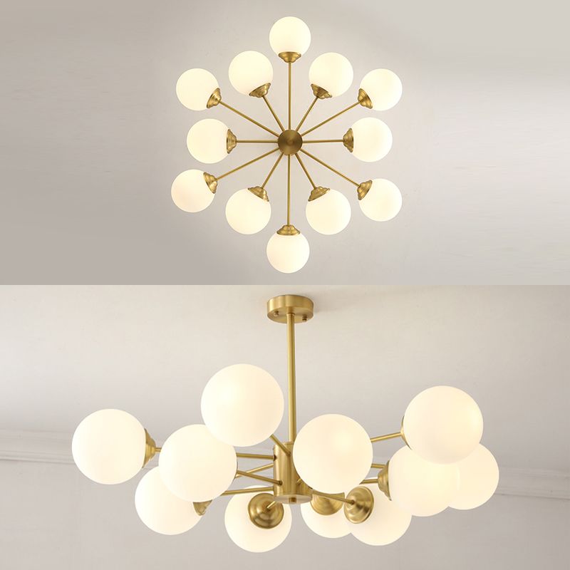 Globe Glass Modernistische kroonluchter Gold Sputnik hanglamp voor woonkamer