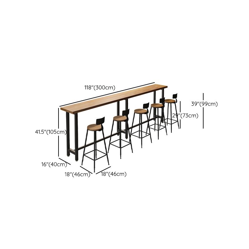 Modern Bar Table Set 1/3/4/5/6 Pieces Solid Wood Rectangle Bistro Set for Indoor
