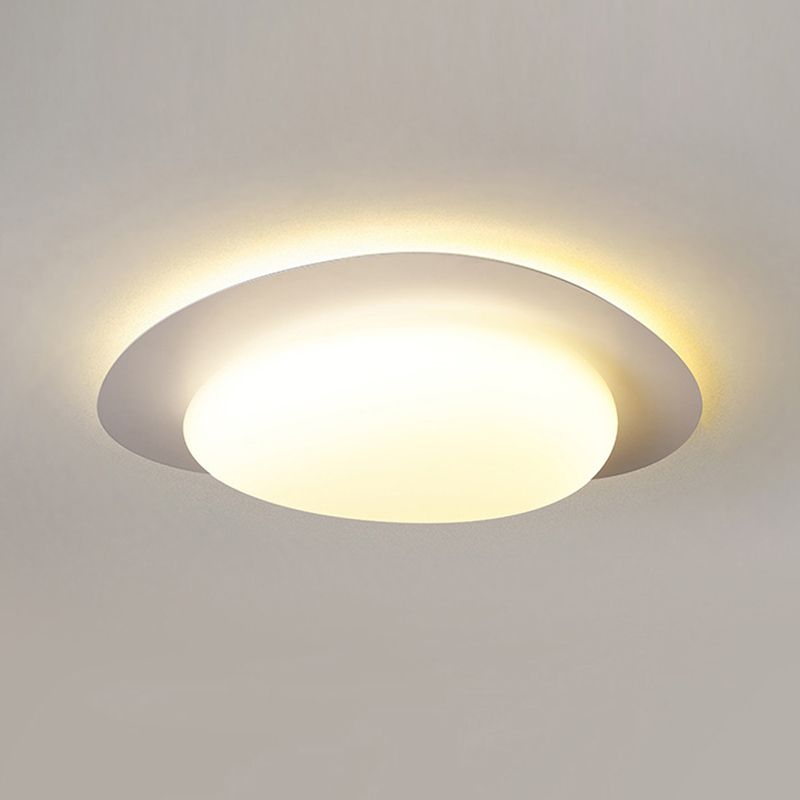 1 - Light Flush Mount in Cream White Metal and Acrylic LED Flush