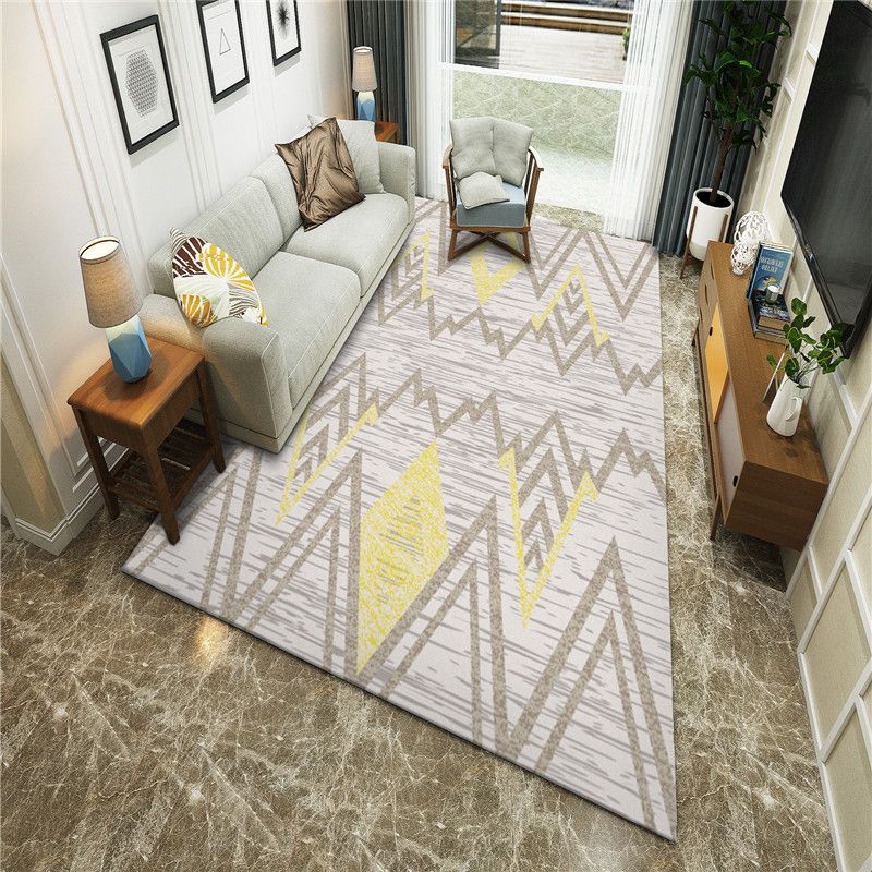 Light Gray Modern Rug Polyester Stripe Indoor Rug Stain Resistant Rug for Home Decor