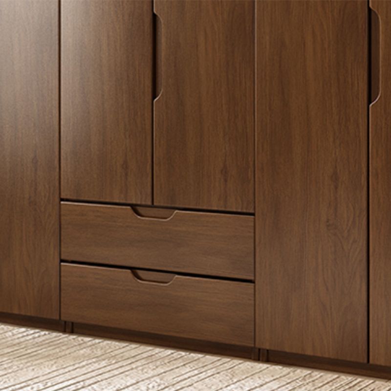 Solid Wood Wardrobe Armoire Contemporary Brown Storage Cabinet