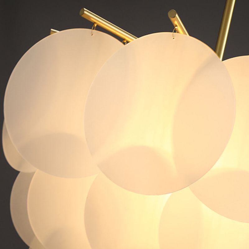 Discos escalonados Iluminación de suspensión Candelera de techo de comedor moderno en blanco de latón