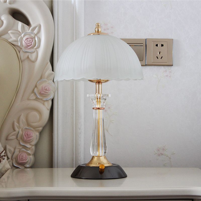 Glass Hemisphere Nightstand Lamp Minimalist 2-Light Table Light for Bedroom