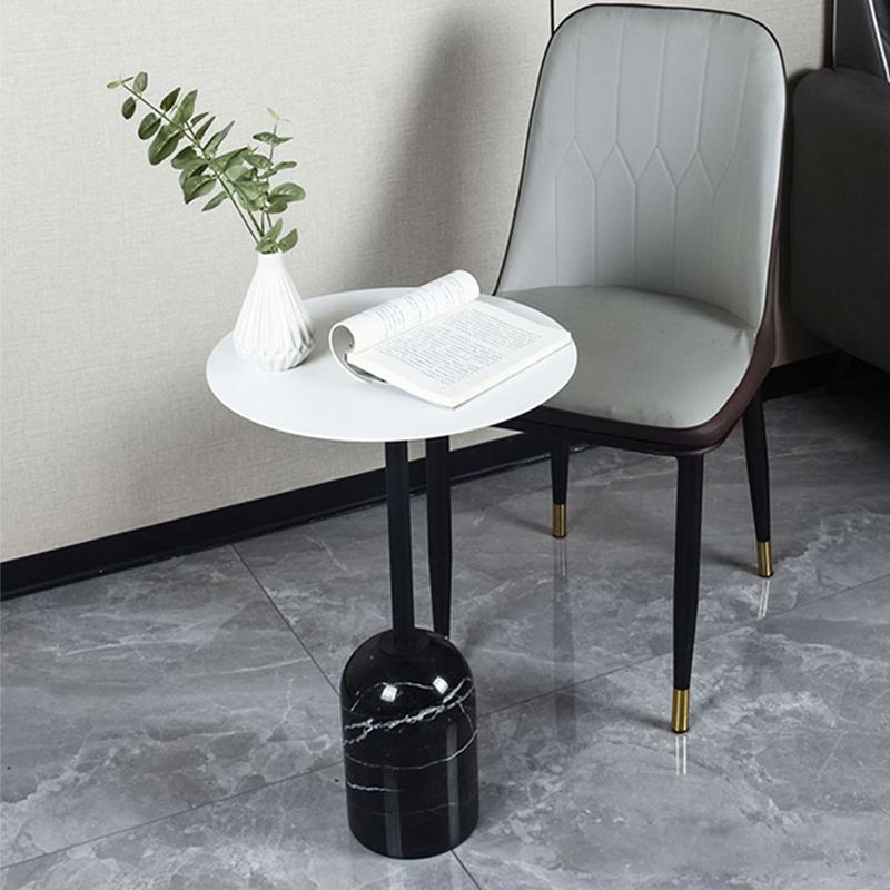 Contemporary Metal End Table Round Pedestal Accent Side Table