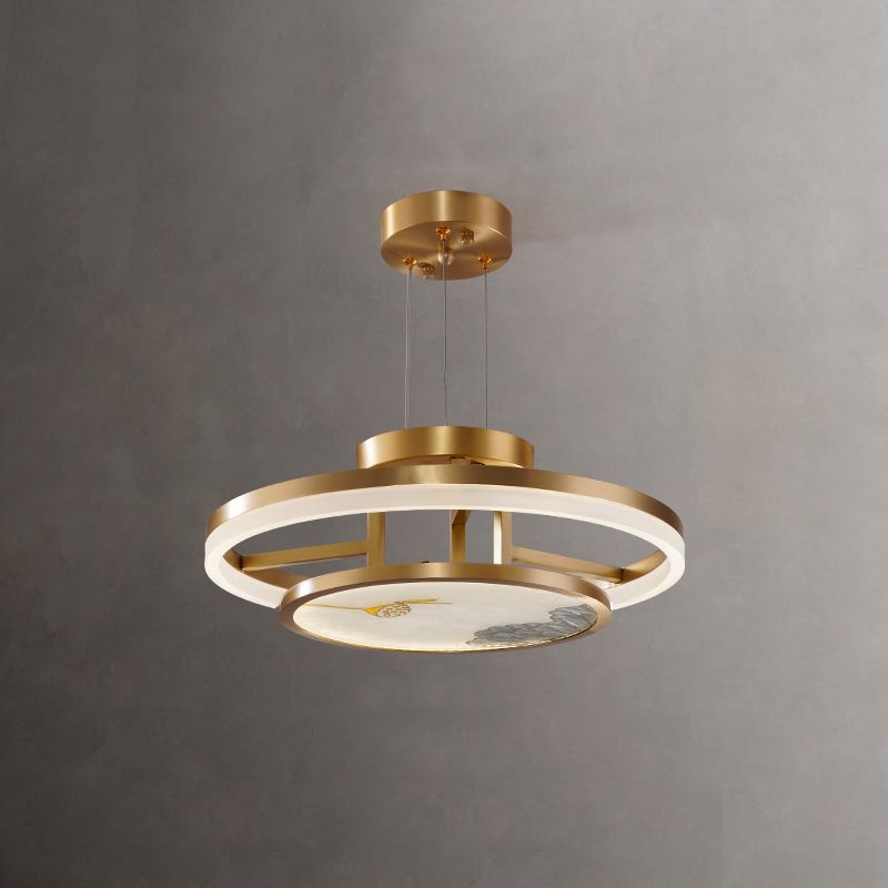 Chinese minimalisme-stijl LED hanger kroonluchter licht geometrische tweedaagse kroonluchter lamp