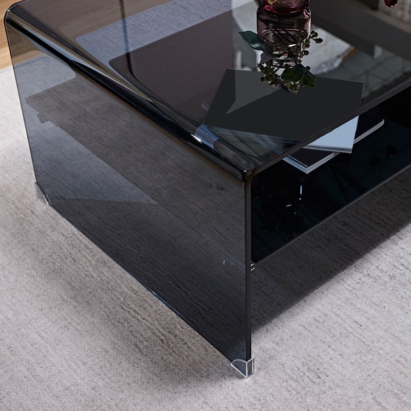 Sled Single Coffee Table Glass Modern Black/White Rectangular Cocktail Table