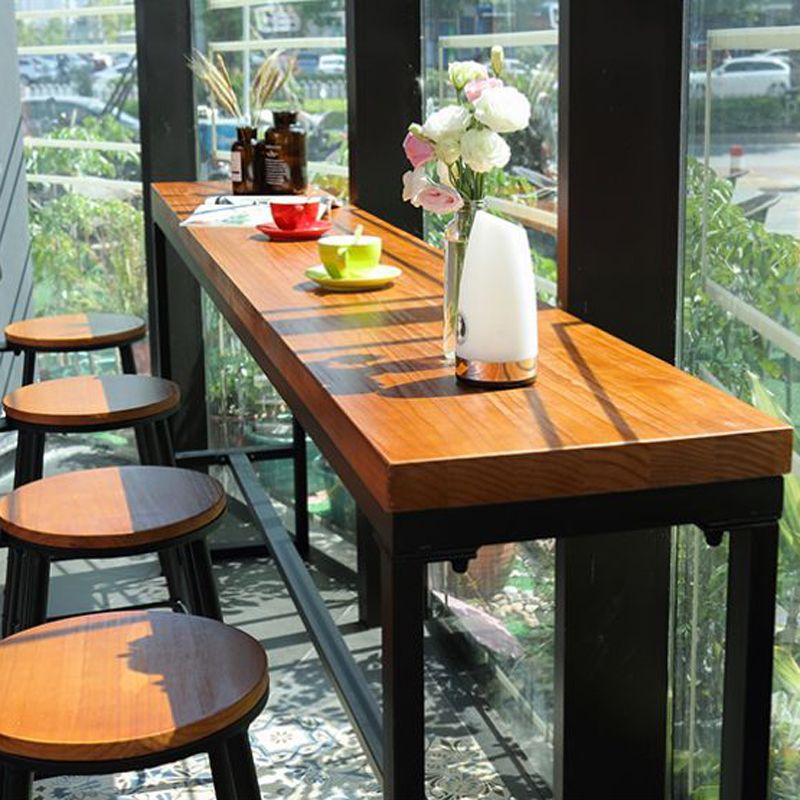 Trestle Solid Wood Counter Set 1/2/5 Pieces Natural Glam Indoor Table and Stool Set