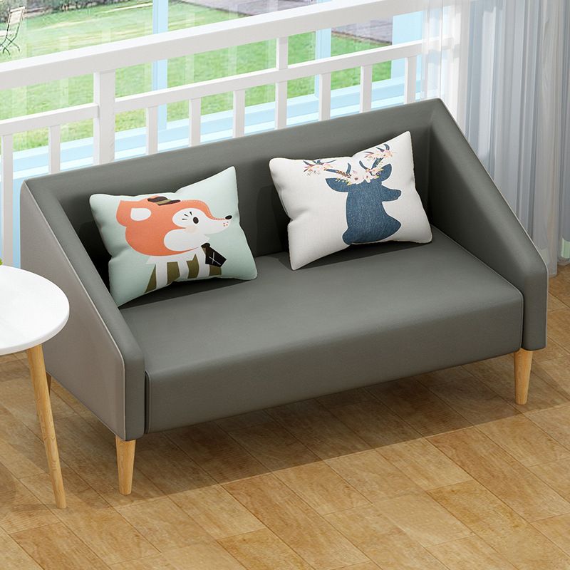 Contemporary Faux Leather Cotton Blend Sofa with Wooden Based