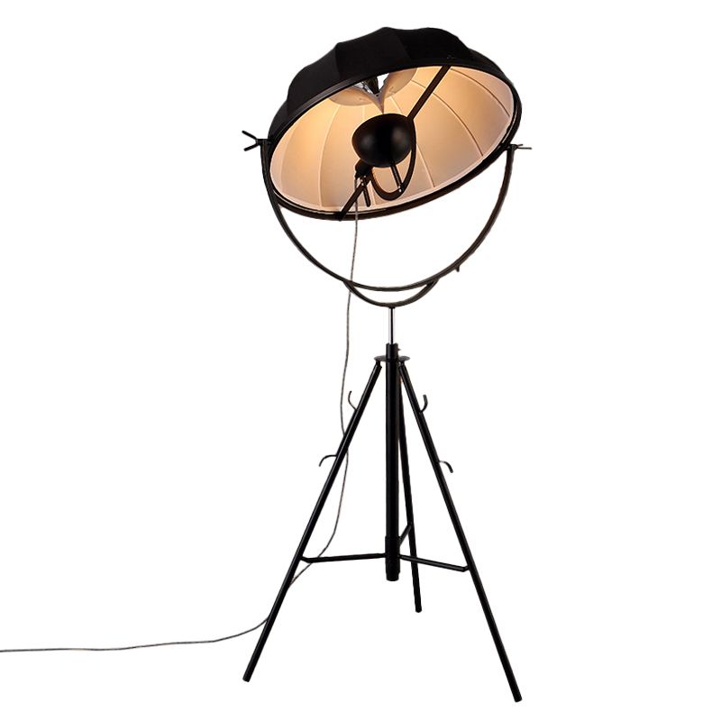 Lámpara de trípode de trípode en forma de sombrero Art Deco Iron Coster 1 Head Sala de estar de pie de pie en negro/gris