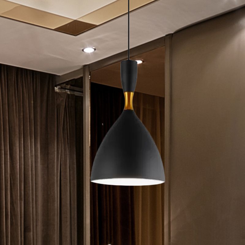 Forma de embudo de aluminio Suspension Light Study Room Café 6.5/10 pulgadas de ancho 1 Lámpara colgante contemporánea ligera