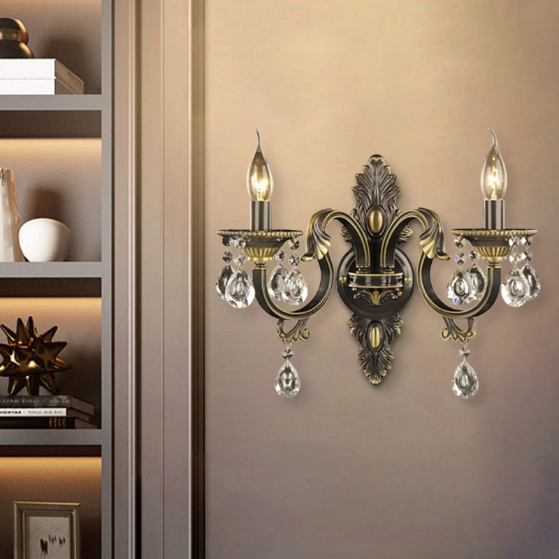 Crystal Crystal Final Black and Gol Gold Candlestick 2 Lights Nordic Wall Mount LightSture