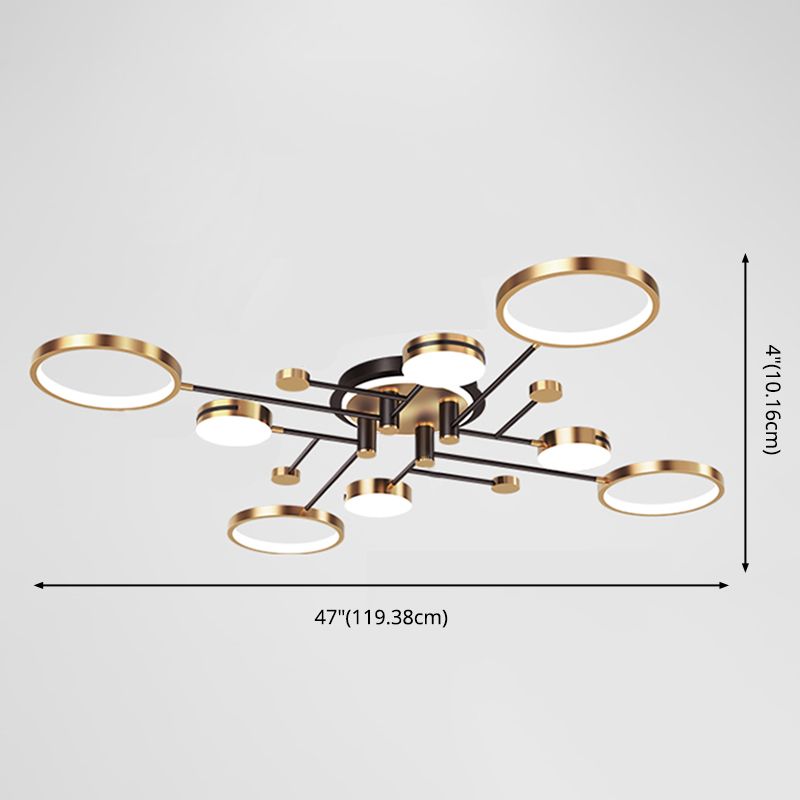 New Modern Metal Flush Light Sputnik Semi Flush Ceiling Light Fixtures for Living Room