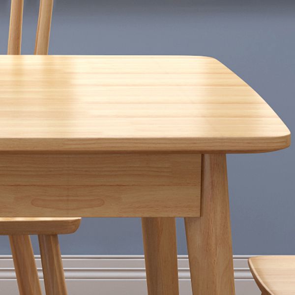Industrial Rubber Wood Dining Table Rectangle Kitchen Table with 4 Legs