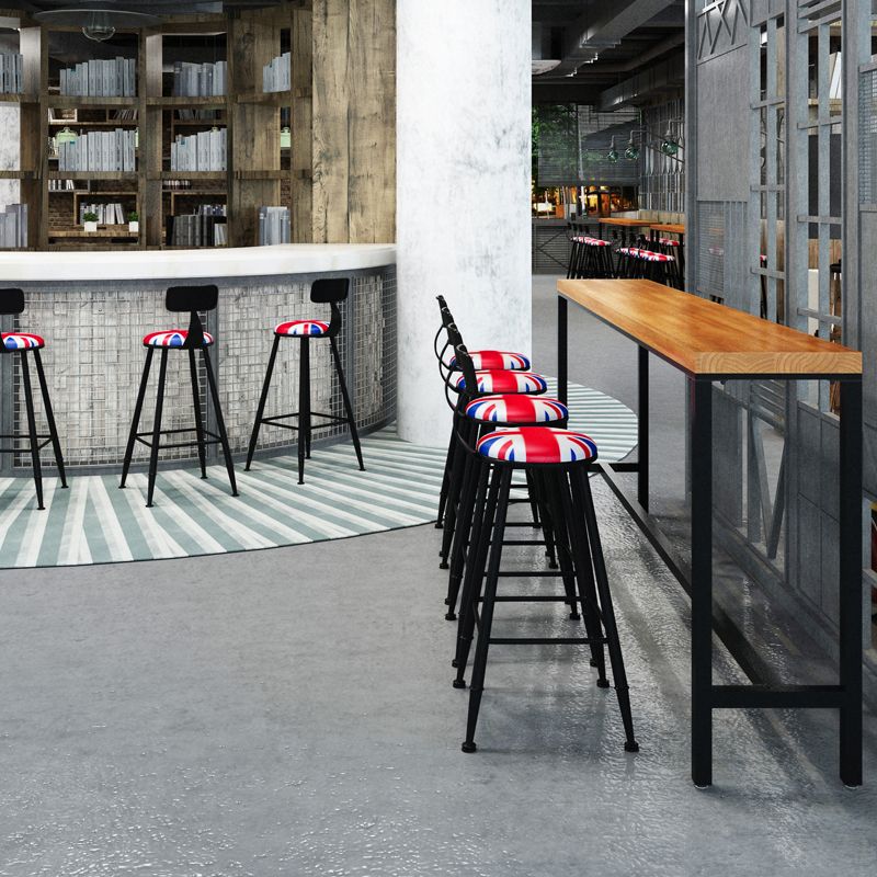 Industrial Style Solid Wood Top Rectangle Bar Dining Table for Dining Room