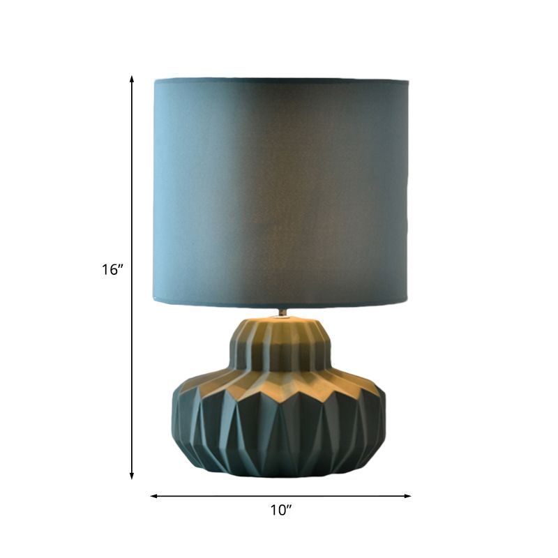 Cylinder Sitting Room Night Light Minimalist Fabric Single Blackish Green Table Lighting