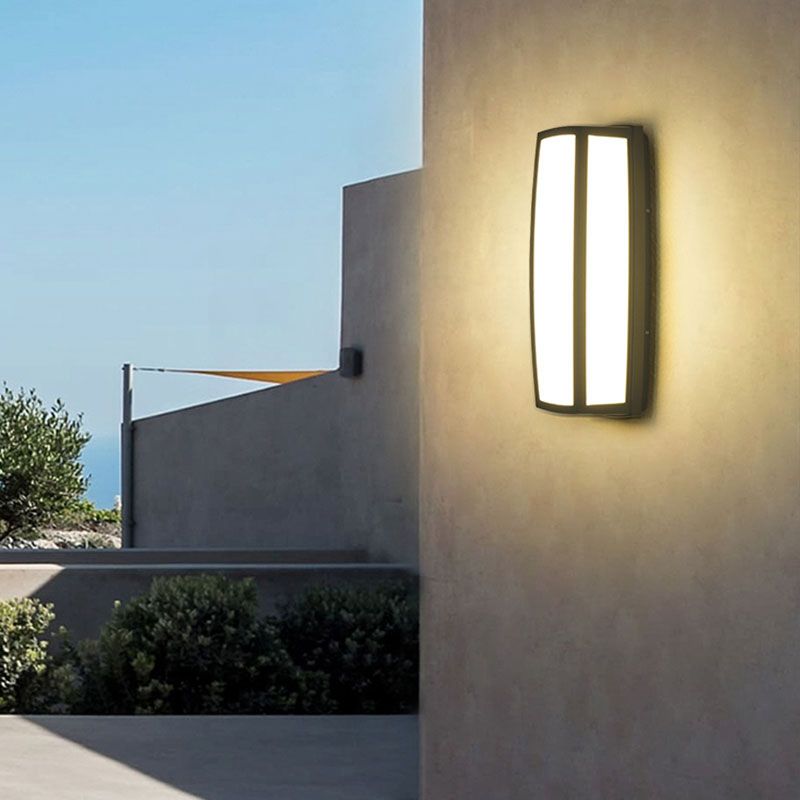 Rectangle Metallic LED Wall Lighting Contemporary Textured Black Sconce Light Fixture for Patio