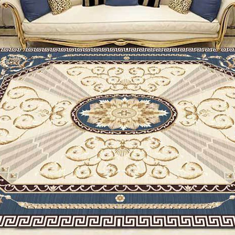 Mehrfarbiger moderner Teppich aus Polyster mit Blumenmuster, rutschfeste Rückseite, schmutzabweisender Innenteppich für den Salon