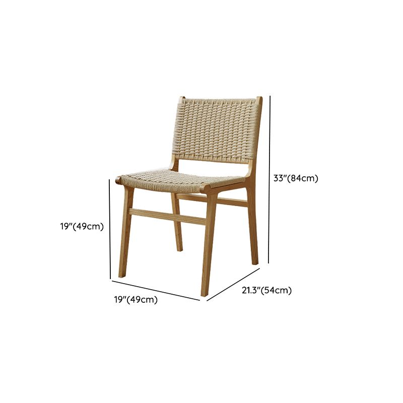 Solid Wood Lounge Chair Woven Back Side Chair with Wooden Legs