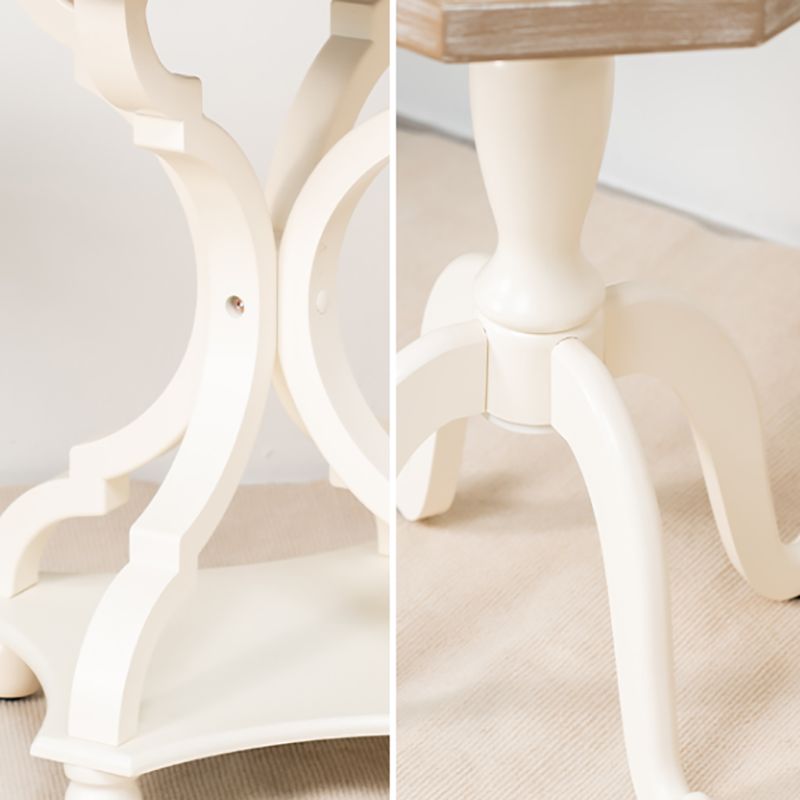 Rustic Side Table Solid Wood 4 Legs Distressed Living Room End Table
