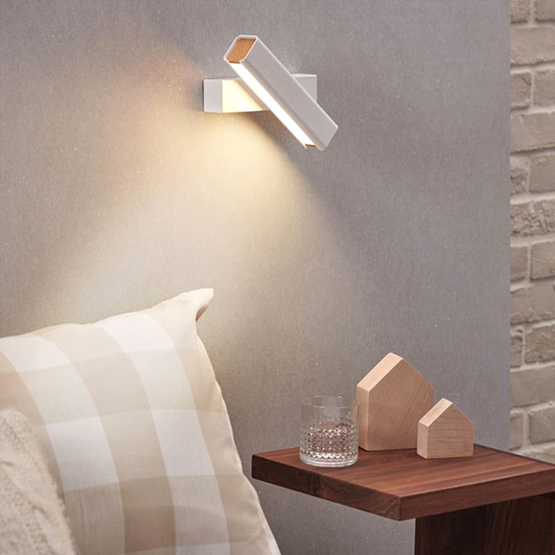 Modern Wood Wall Sconce Linear Shape Wall Light with Acrylic Shade for Bedroom