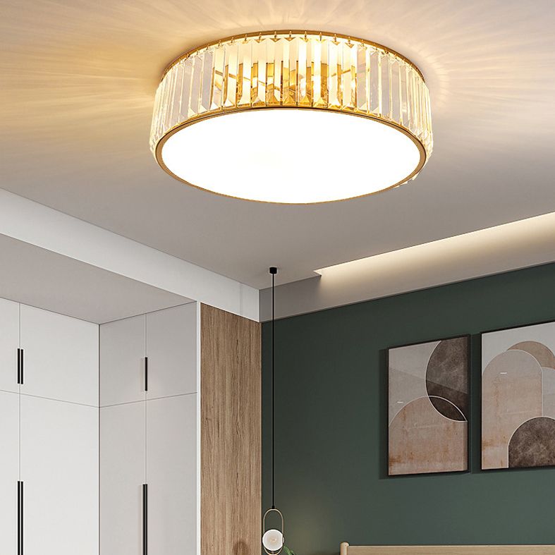 Circular Crystal LED Ceiling Fixture in Modern Luxury Style Wrought Iron Ceiling Light for Interior Spaces