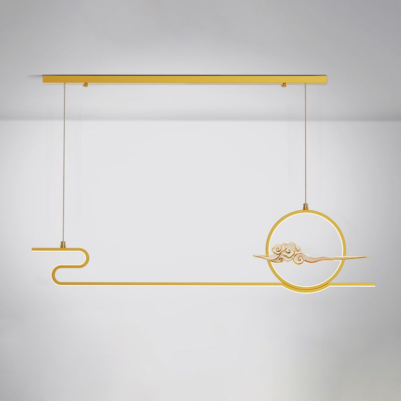 Contemporary Style Linear Shape Island Lighting Ideas Metal 2 Light Hanging Pendant Lights