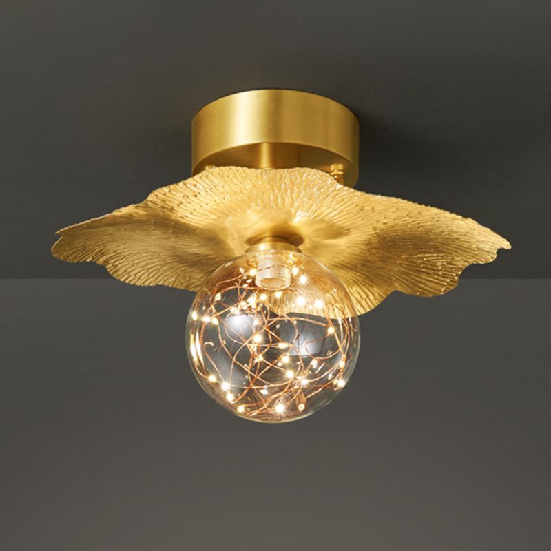 Modern Creative Style Ceiling Lamp Brass and Glass Lighting Fixture in Gold for Hallway