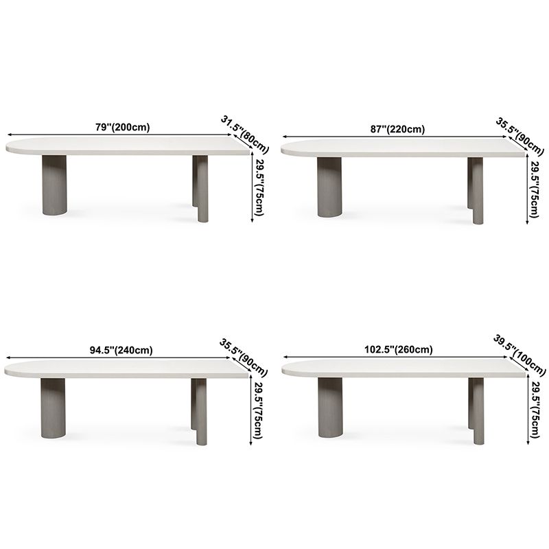 Irregular Pine Solid Wood Dining Table Modern White Top Island Table with 3 Legs