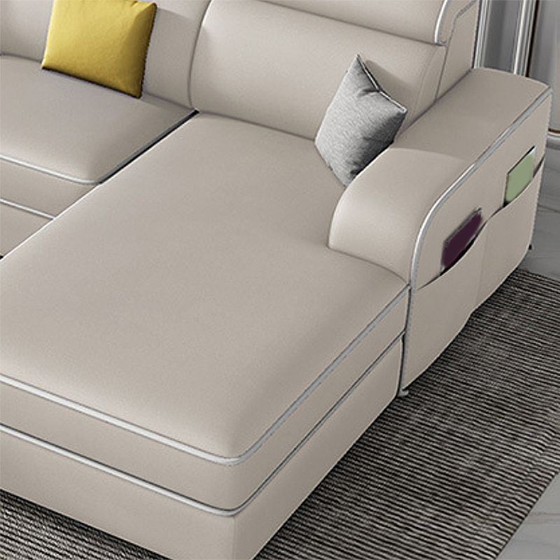 Contemporary Style Sofa Bed Solid Wood Frame Beige/grey/blue with Pocket Storage Sofa