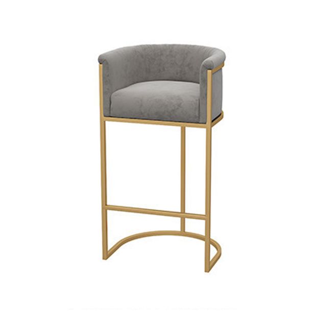 Matte Finish Footrest Armed Stool Low Back Glam Home Velvet Stool