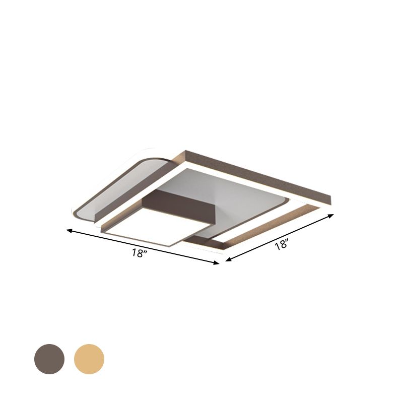 Square Bedroom Flush Mount Fixture Metal 18/21.5 Inch W LED Simplicity Flush Ceiling Light in Gold/White