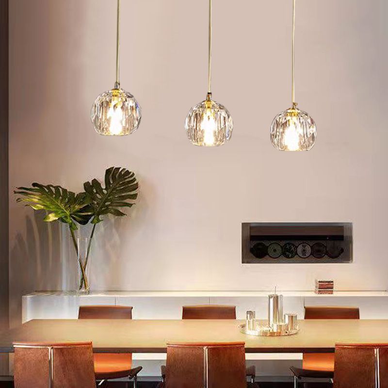 Postmodern Crystal Pendant Light Brass Finish Hanging Lamp with Adjustable Hanging Cord