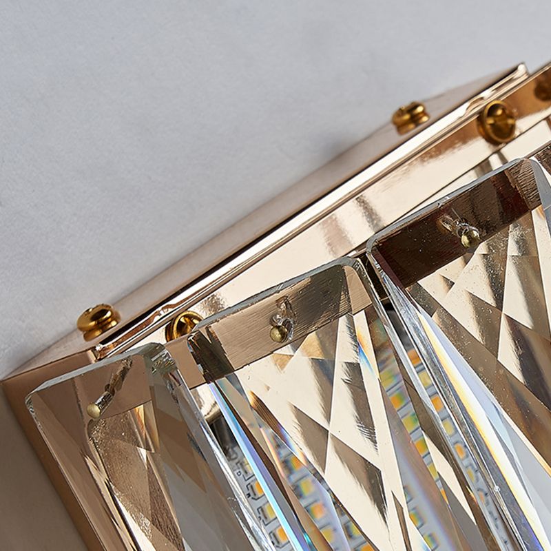 Cylinder Shade Wall Lamp Modern Style Crystal Shape Wall Mounted Lighting for Bedroom
