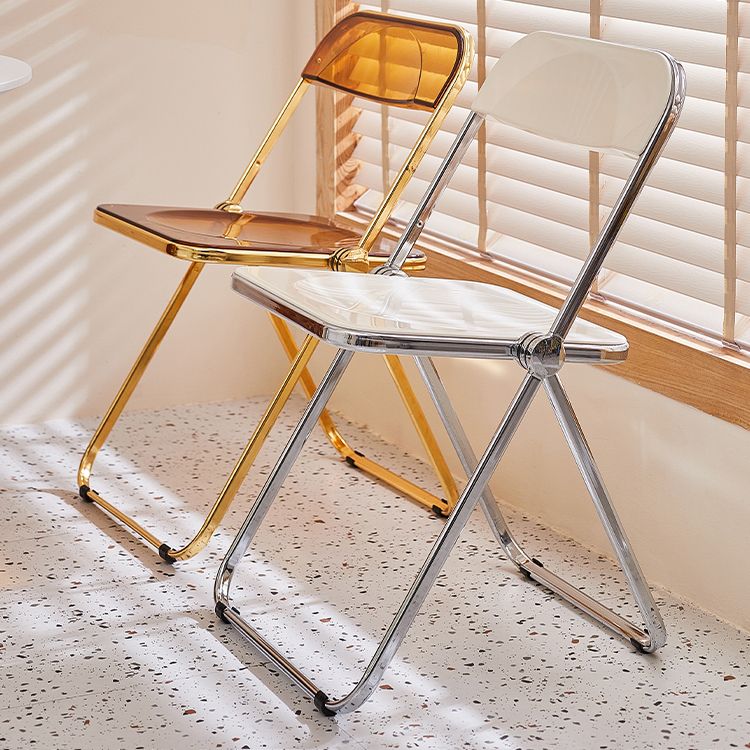 Sillas de comedor sin brazos plegables con respaldo abierto, silla lateral con patas de metal