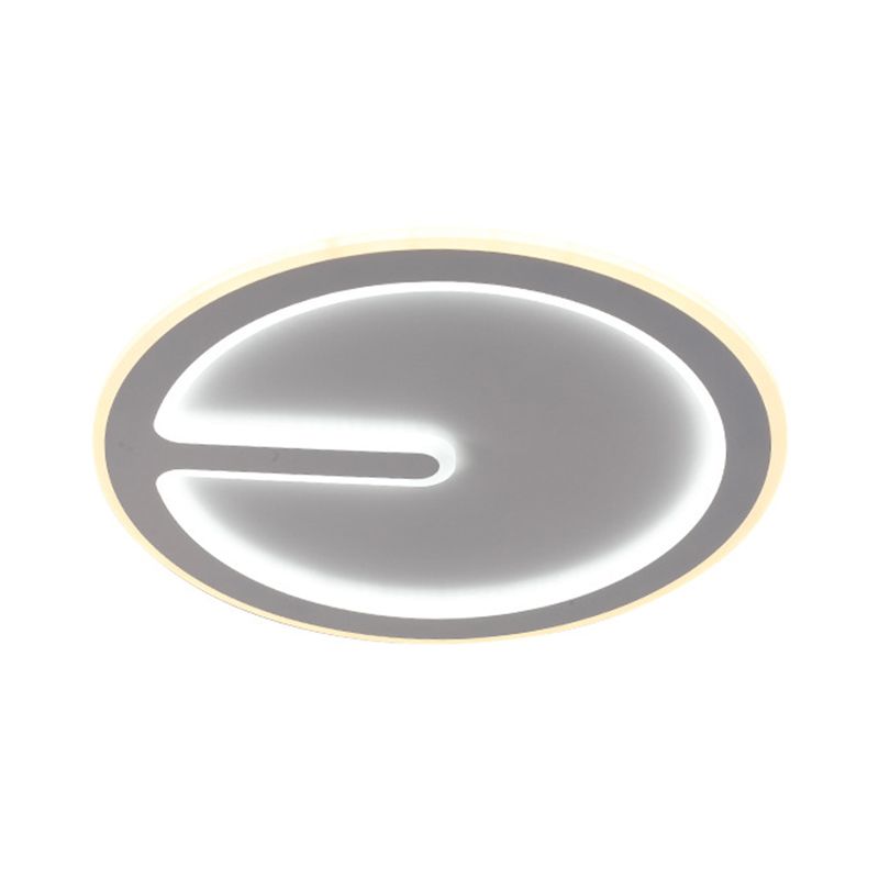 16"/19.5" W Acrylic Clock Ceiling Flush Light Simplicity White LED Flush-Mount Light Fixture in Warm/White Light for Bedroom